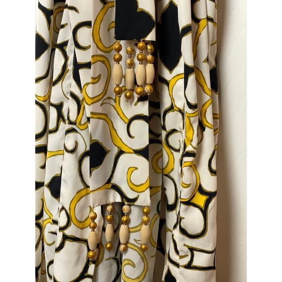 Natori Ivory Multicolor Beaded Trim Long Sleeve Robe Women's Size L - Picture 3 of 5